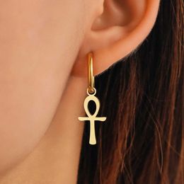 Dangle Chandelier Stainless Steel Earrings Classic Fashion Gothic Egyptian Ankh Cross Charm Pendant Earrings Womens Jewelry Gifts Newly Entered d240516