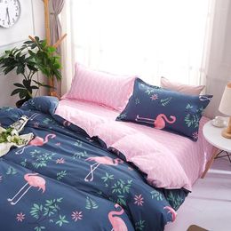 Bedding Sets 3 Cartoon Pink Flamingo 3/4pcs Geometric Pattern Bed Linings Duvet Cover Sheet Pillowcases Set 52