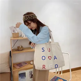 Shopping Bags Cute Canvas Shoulder Bag Girl Chic Large Reusable For Boutique Cotton Cloth Student Books Ladies Tote Handbag