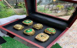 ship ring 6pcs Green Bay 1 Set With Wooden Box Fan Super Bowl 14k Gold Plated for men gift wholesale2635399
