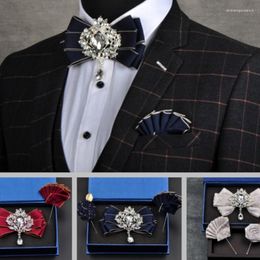 Bow Ties Wedding Rhinestone Tie Men's Korean British Business Banquet Accessories Handmade Jewelry Bowtie Pocket Towel Brooches Sets