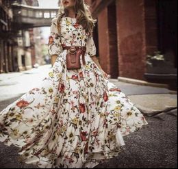 trendy Women Dresses Womens Boho Summer Long Dress Floral Maxi Party Evening Beach Sundress Plus Size Vestidos de festa S2157073