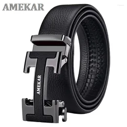 Belts Men's Vintage Genuine Leather Alloy Automatic Buckle Belt Male Business Pants H-shaped Luxury Designer Brand Cowhide Strap