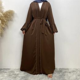 Ethnic Clothing Ramadan Beaded Abaya Dubai Turkey Kaftan Muslim Dress Women Kimono Cardigan Modest Robe Femme Caftan Eid Djellaba Islam