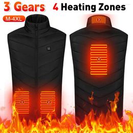 Hunting Jackets 4 Heated Vest Zones Winter Electric Men Women Sportswear Coat Warm Heat USB Heating Jacket M-4XL