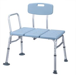 Bathroom Safety Shower Tub Aluminium Alloy Bath Chair Transfer Bench with Back & Handle Blue