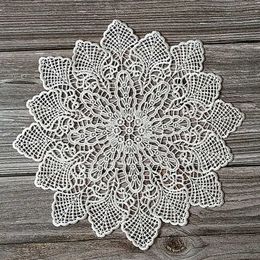 Mats Pads Handmade white dining table decoration crochet embroidered flower coaster Doily roller coaster mat J240514