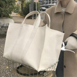 Designer- Large Shopping Bag Jumbo Canvas Totes Beach Bag Summer White Casual Totes INS Fashion Beige White Colour 242S