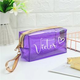 Storage Bags Custom Women Travel Bag Cosmetic Makeup Organizer Personalized PVC Pouch Bridesmaid Gifts