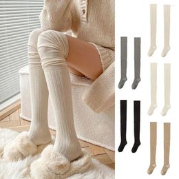 Women Socks Knee-socks Lady Splicing Stockings Autumn Winter High Tube Thermal Korean Preppy Style Casual Sock Funny