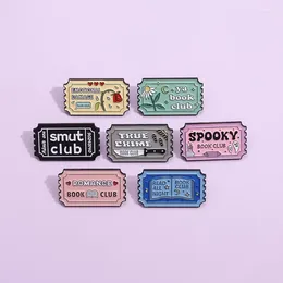 Brooches Vintage Bookmark Stamp Enamel Pins Read All Night Book Club Lapel Badges Backpack Clothes Collar Pin Jewelry Gift