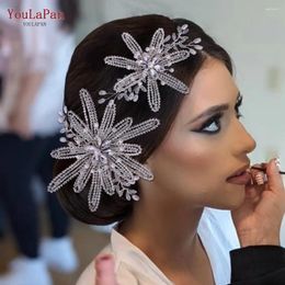 Headpieces YouLaPan Handmade Drill Chain Flower Bridal Hair Comb Woman Headwear Ornament Bride Wedding Accessories HP473