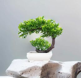 Decorative Flowers Green Artificial Plants Bonsai Small Tree Grass Flower Potted Halloween Hause Decoration Wedding Home Office Decor