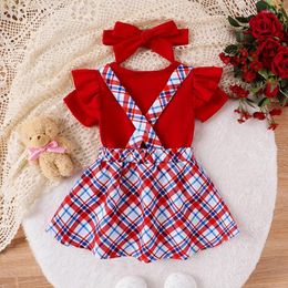 Clothing Sets Karuedoo Born Baby Girl 4th Of July Outfit Ruffle Romper Cartoon American Flag Overall Skirt Dress Headband 3 Piece Set