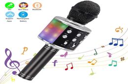 Wireless Karaoke Microphone Bluetooth Handheld Portable Speaker Home KTV Player with Dancing LED Lights Record Function for Kids8154207
