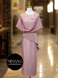 Pink Engagement Moms mother of the bride Dress suits 2024 New Wedding Dress Noble and Young Happy Grandma Wedding Banquet Dress