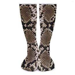 Women Socks Black Snakeskin Snake Scale Print Korean Stockings Unisex Soft Outdoor Sports Autumn Custom Non Slip
