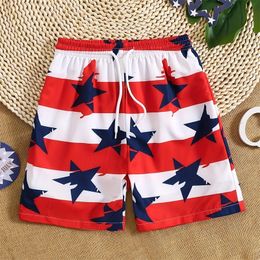 American Flag 3D Print Children Shorts Boys Swimming Trunks Kids Beach Cartoon Swimsuit Baby Swimwear Boy Clothes 240510