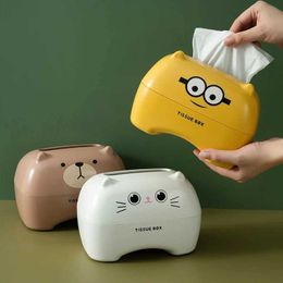 Tissue Boxes Napkins Kawaii cat teddy bear tissue box desktop toilet paper holder kitchen napkin storage box WC paper container Nordic style decoration J240514