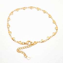 Anklets 304 stainless steel womens ankle bracelet gold heart-shaped chain ankle bracelet leg accessories beach ankle bracelet 1 piece d240517