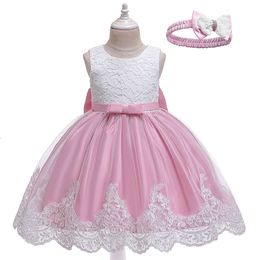 Baby Bow Tutu Dress 0-10 Year Girl Wedding Birthday Party Princess Dresses Kids Lace Gown Costume Clothing Vestidos L2405
