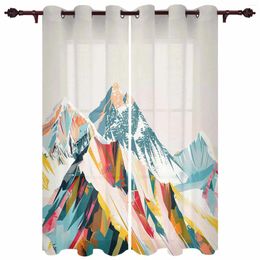 Curtain Abstract Oil Painting Mountain Illustration Modern Living Room Decor Window Treatments Drapes Balcony Kitchen Curtains