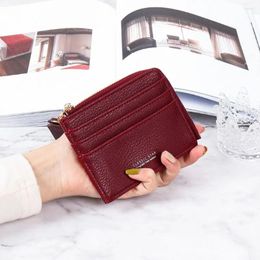 Wallets PU Leather Women Short Wallet Multi-functional Solid Colour With Key Ring Coin Purse Zipper Multiple Card Slots Holder
