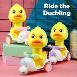 Other Toys Manual pressure head no rotation cute duck pressure motorcycle anti-collision and anti drop baby toy childrens mini car s5178