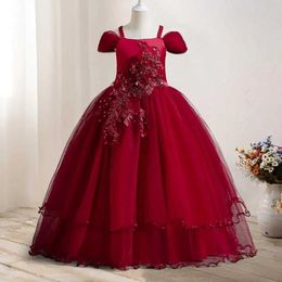 Girl's Dresses Teen Girl Bridesmaid Dresses for Wedding 12 14 Yrs Formal Evening Prom Long Gown Elegant Princess Birthday Party Appliques Dress