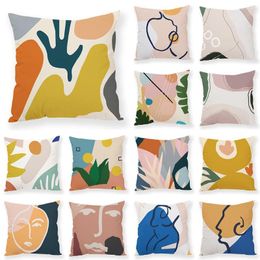 Pillow Abstract Art Case Office Sofa Decorative Cover Square Plush Pillowcase Nordic Home Decor Throw 45x45