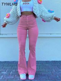 Women's Jeans Streetwear Y2k Flared Women High Waist 90S Fashion Pink Stretch Baggy Mom Wide Leg Pants Elegant Denim Trousers 2024