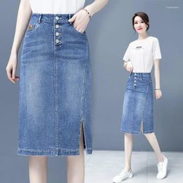 Skirts High Waist Vintage Women Clothing Spring Autumn Fashion Elegant Slim A-line Black Casual All-match Female Pocket