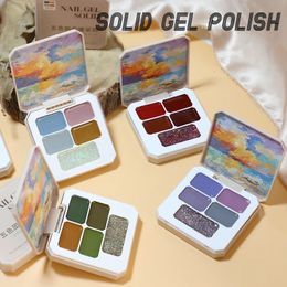 5 Colours Solid Nail Glue Jelly Cream Gum Palette Macaroon Manicure Polish Pigment Pudding Gel Nail Polish UV Gel Glitter Gel 240430