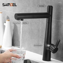 Kitchen Faucets Single Handle Water Purification Faucet Black And Cold Rotating Brass Sink Mixer Drinking Washing Tap B3462