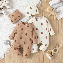 Rompers Baby Unisex Boys and Girls Newborn Onesie jumpsuit 0-18 Months Preschool Clothing Baby Long sleeved Cartoon Bear jumpsuit d240516