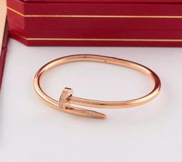 2020 Luxury Jewellery bangle Brand Classic Designer Gold Inlay Diamond Nail Cuff Bracelet Women Men Gift3107251