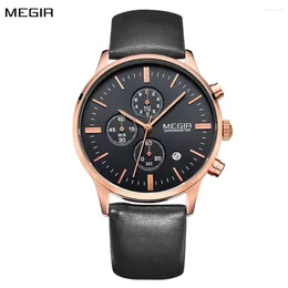 Wristwatches MEGIR Sport Watch For Men Luxury Waterproof Quartz Clock Leather Wristwatch Luminous Military Watches Calendar Reloj Hombre