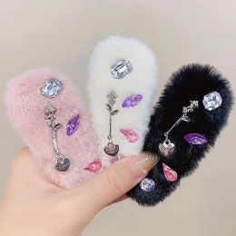 Exquisite Plush Trendy Rhinestone Hair Clip Pin Barrettes Hairpins Clamps For Women Girls Party Hair Accessories Gifts