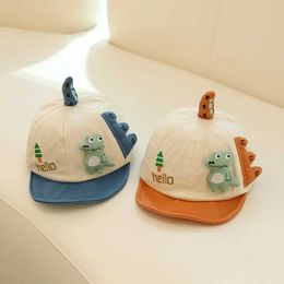 Caps Hats Korean Dinosaur Baby Baseball Cap Cute Cartoon Animal Infant Peaked Hat for Kids Boy Girl Kawaii Soft-brim Cotton Sun Hats Y240517