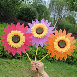 Garden Decorations Rotating Sunflower Windmill Flower Standing Pinwheel Stake Outdoor Party Yard Decor