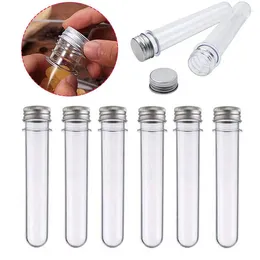 20Pcs 140 X 25 Mm Clear Test Tubes With Caps 40ml Plastic Sample For Candy Bath Salt Storage