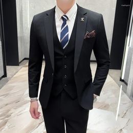 Men's Suits Fashion (suit Waistcoat Trousers) Business Handsome Casual Wedding Three-piece Set For Men Spring And Autumn Regular