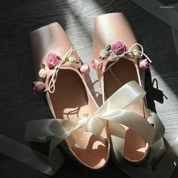 Casual Shoes Ballet Dance Single Spring/summer Straps Elegant Ladies Square Toe Mary Jane Flat For External Wear