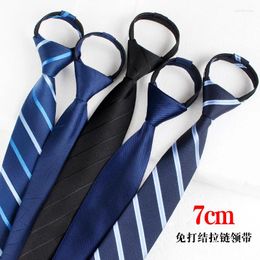 Bow Ties Dark Blue Black Zipper Style Knot Free Men's Formal Business Administrative Professional Stripe Red Tie 7cm