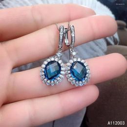Dangle Earrings KJJEAXCMY Fine Jewelry 925 Sterling Silver Inlaid Natural Blue Topaz Female Eardrop Beautiful Support Detection