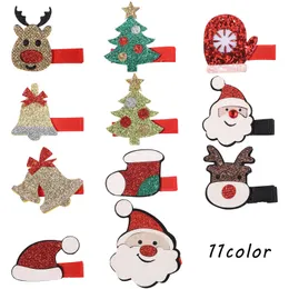 Christmas Hair Clips For Baby Girls Elk Deer Shiny Barrettes Snowman Xmas tree Clip Girls Kinds Hairpins Party Hair Accessories YL2898