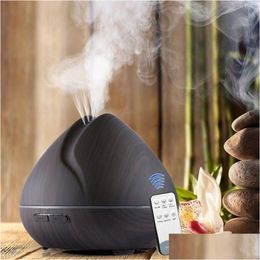 Essential Oils Diffusers 550M Aromatherapy Oil Aroma Diffuser With Wood Grain 7 Colour Led Light For Home Air Humidifier Y200111 Drop D Dh7Nj