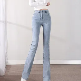 Women's Jeans Spring Autumn Women Skinny Heigh Waist Stretch Flared Pants Fashion Slim Trousers Blue Black Denim Boot Cut Female