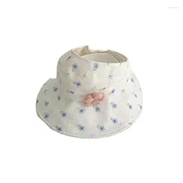 Hats LDSLYJR Four Seasons Polyester Cartoon Flower Print Bucket Hat Outdoor Travel Sun Cap For Child Girl 91