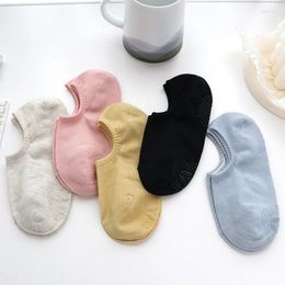 Women Socks 5 Pairs High Quality Casual Summer Thin Cotton Bottom Silicone Non-slip Invisible Low Short Yoga Home